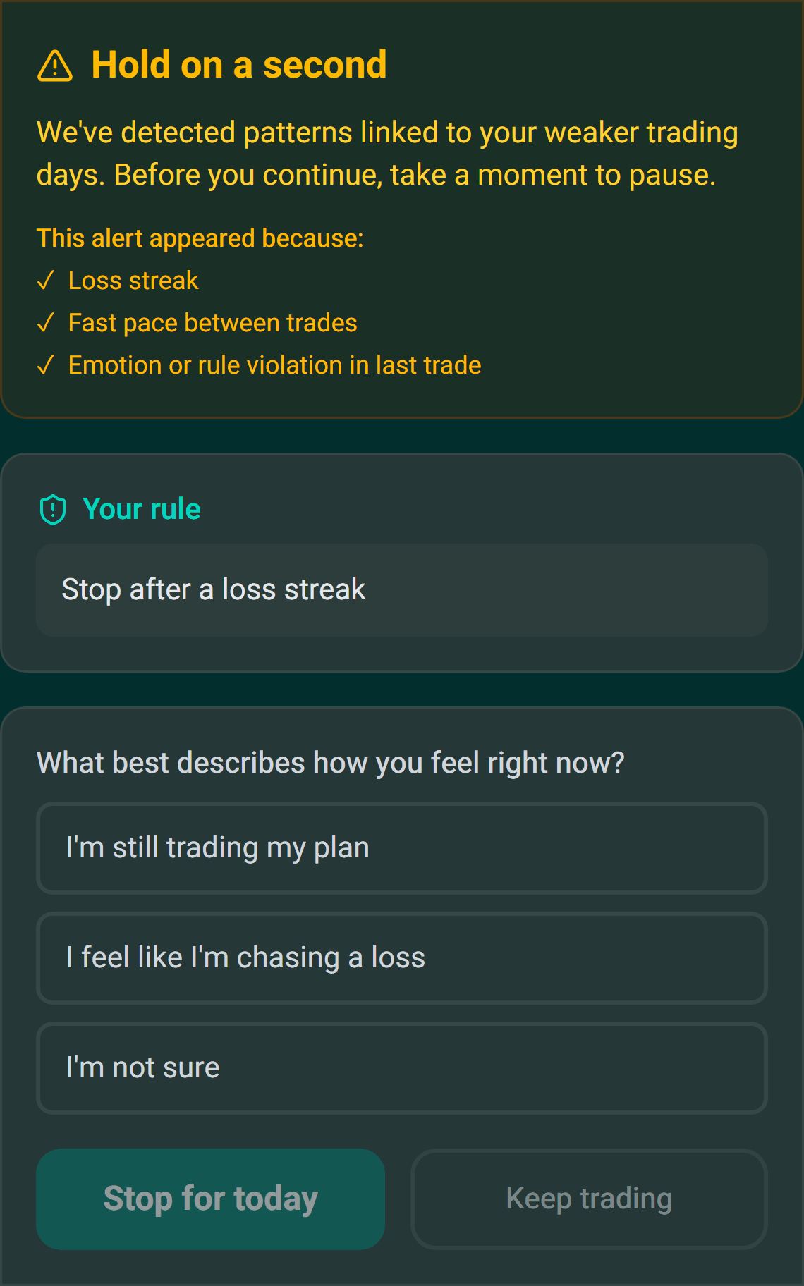 Tilt Guard — real-time emotional trading detection